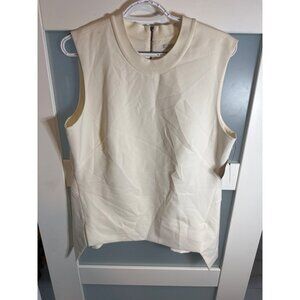 Sleeveless White Peplum Top With Back Zipper By Halogen - Womens Size L     AD77